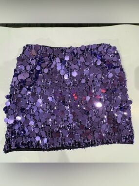 Going Out Bodycon Purple Sequin Miniskirt Sz Med Disco Glam Party Y2K Festival
